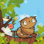 Die kleine Eule badet