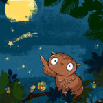 Die kleine Eule fliegt zu den Sternen